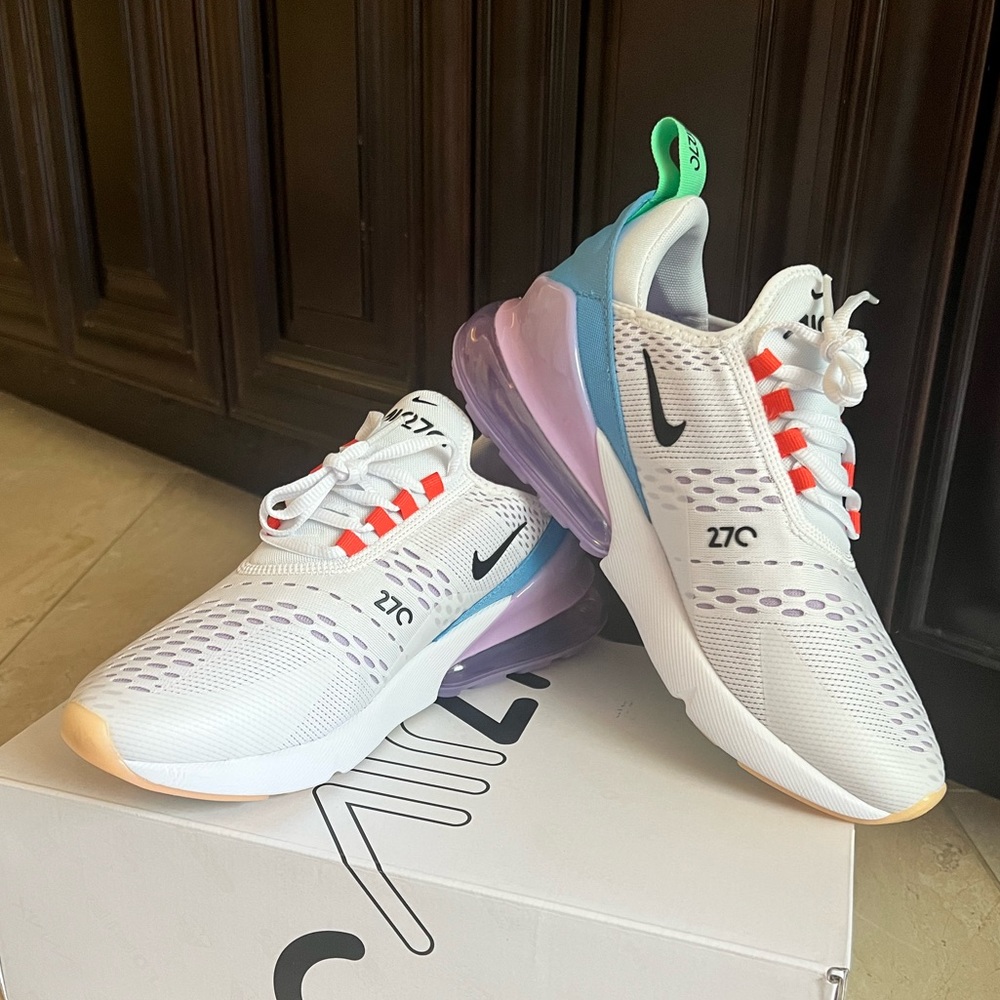 Nike Air Max 270 8.5 white + purple + orange